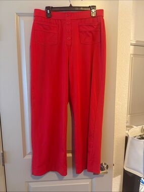 Halara Red Wide-Leg Women's Pants - Classic Button Front